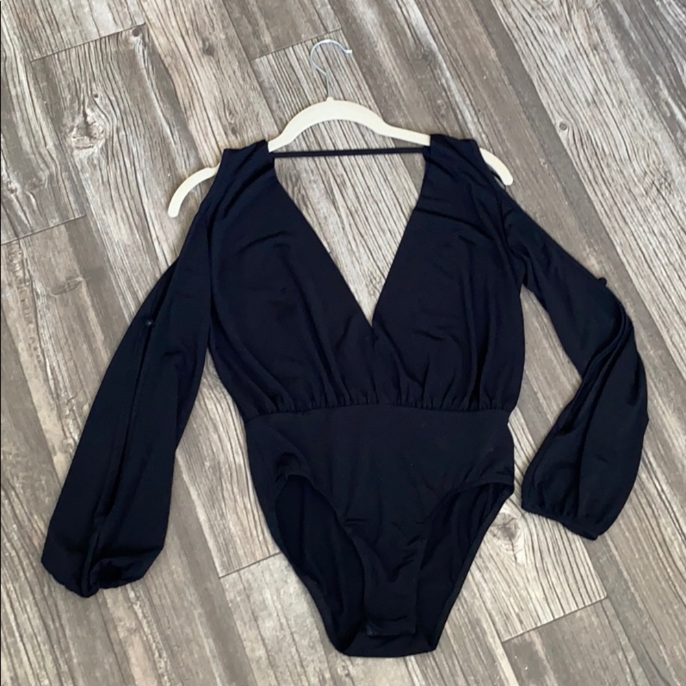 Black Open Back Bodysuit